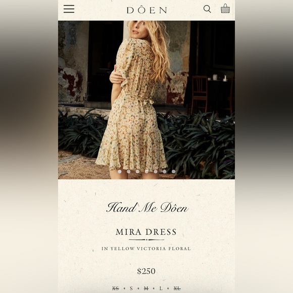 💋SOLD💋🪁🌼🎈DÔEN ‘Mira’ Silk Georgette Yellow Victoria Floral Mini Dress✨ - Picture 3 of 17